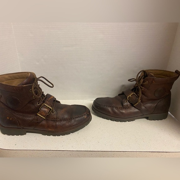 Ralph Lauren Redmond Dark Brown Leather Boots 9.5